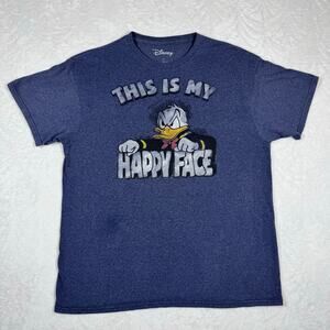 Disney Donald Duck "This is my happy face" Graphic Short Sleeve Men's L T-Shirt